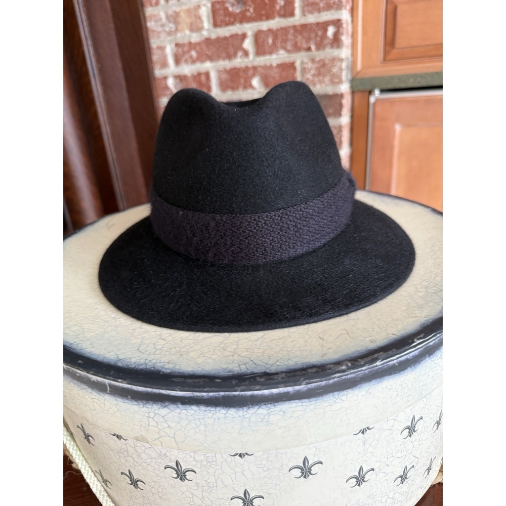 Mayser‎ Mens Black Wool Mohair Vintage Fedora Hat Size 57 Us 7